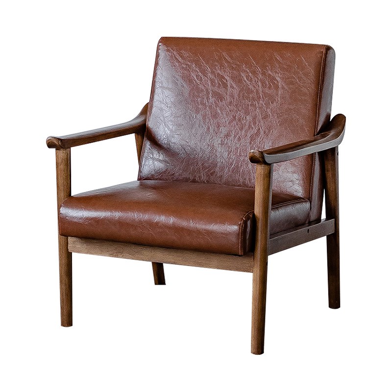 设计师沙发椅实木阳台单人椅复古家用客厅卧室书房会客休闲椅
