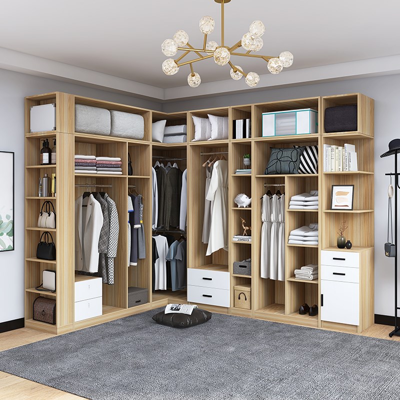 l型9度转角大家用卧室书桌一体小户型定制7字拐角衣橱柜