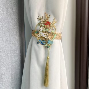 饰客厅免打孔窗帘扣 轻奢侈合金祥鹿窗帘绑带别墅落地窗软装