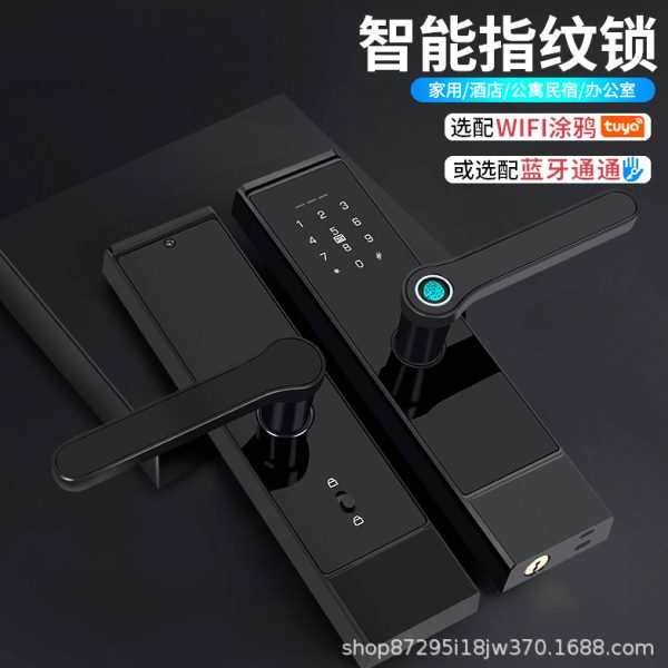 厂家直供智能指纹门锁一握即开家用防盗门锁涂鸦通通智能密码锁