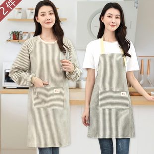 做飯長袖 圍裙家用廚房工作服圍腰大人干活棉布 夏季 罩衣女2023新款