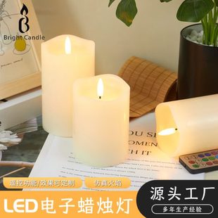 波浪口3D子彈頭遙控蠟燭燈 led電子蠟燭燈圣誕節仿真蠟燭三件套裝