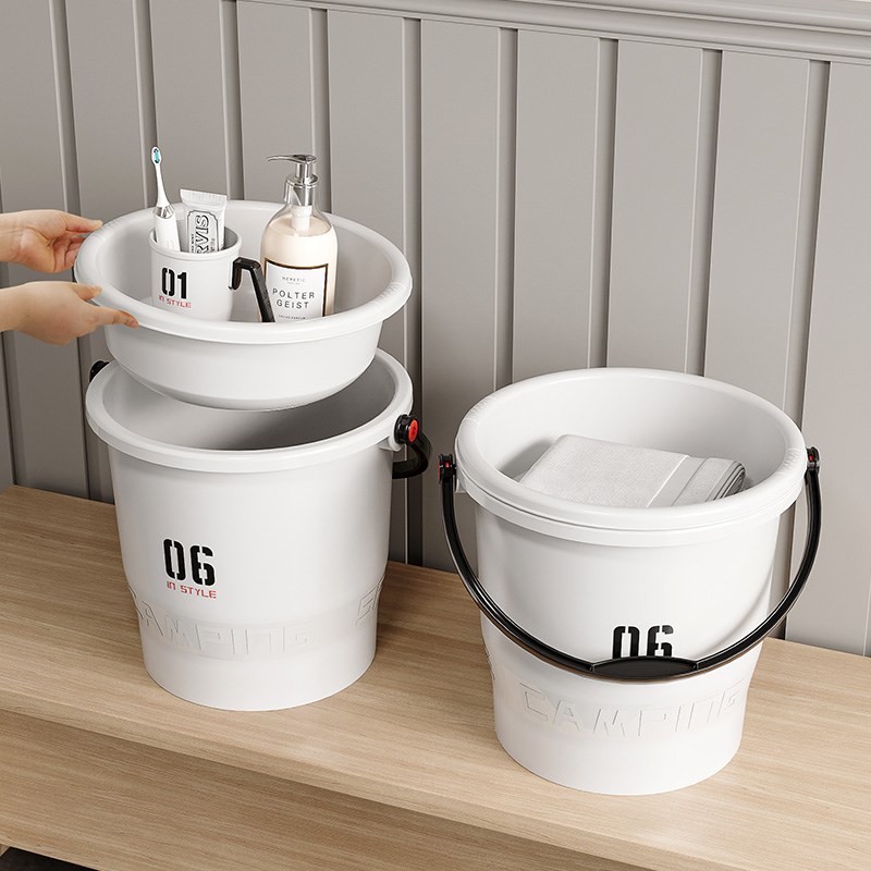宿舍洗漱水桶家用储水用塑料桶手提加厚带盖洗脸盆桶学生开学套装