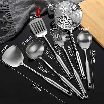 304不锈钢厨具锅铲套装全套家用厨房用具五件套炒菜铲子铲勺一体