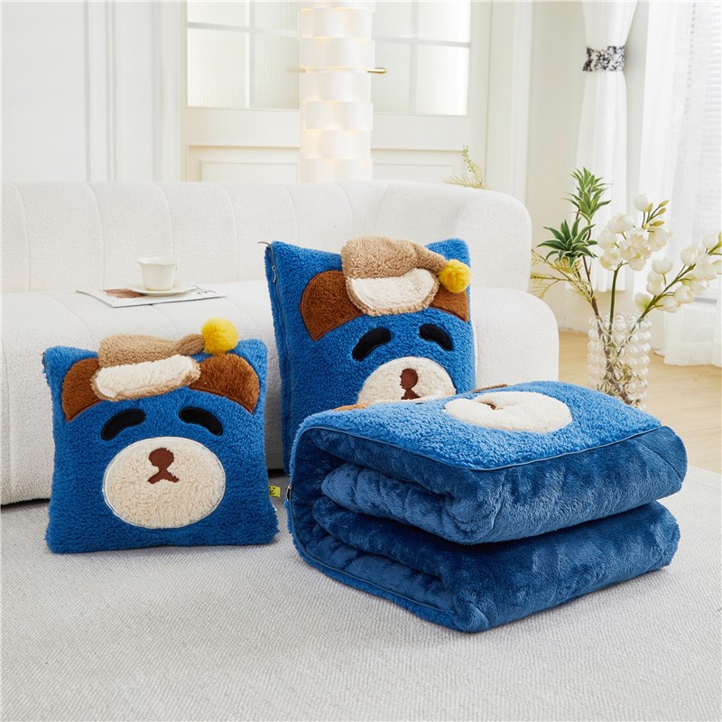 加绒两用抱枕被厚实保暖卡通车载靠垫办公室沙发午睡枕头懒人毛毯