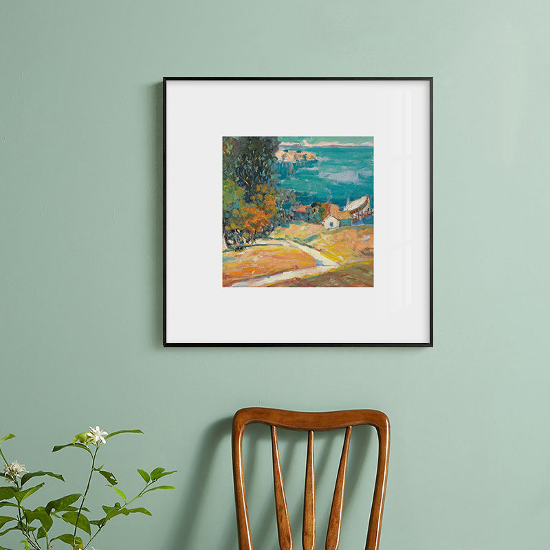 客厅装饰画建筑风景油画玄关过道背景墙挂画电表箱遮挡样板间壁画图片