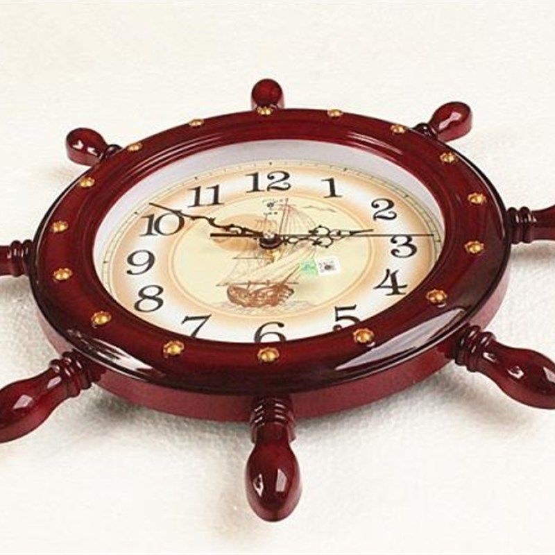 北极星船舵挂钟客厅静音创意时钟欧式壁挂钟表卧室装饰石英钟,家居饰品,挂钟,淘宝优惠券,粉丝福利购,淘宝优惠卷