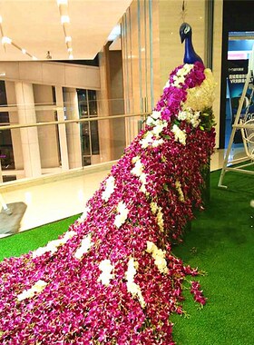 花艺孔雀仿真绢花园林装饰景观雕塑插花婚庆路引摆件房地产工艺品