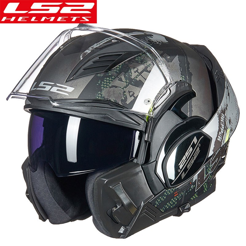 LS2后空翻揭面盔男女夏季摩托车头盔双镜片防雾机车四季全盔FF900