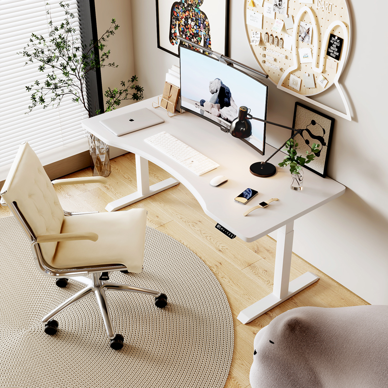 电动升降桌实木智能电脑桌胡桃木电竞桌学生学习桌子办公桌工作台