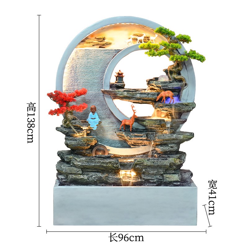 大型中式假山流水喷泉玄关水景墙屏风客厅庭院景观装饰品落地摆件