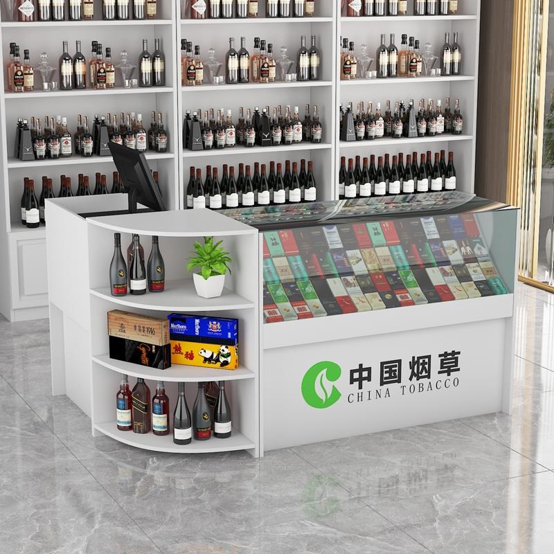 玻璃烟柜超市烟柜便利店收银台一体柜展示柜高档转角烟酒自由