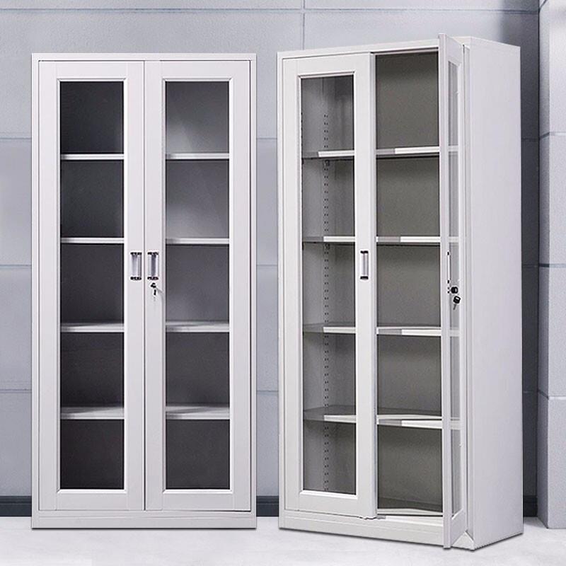 玻璃通体对开门铁皮柜资料柜档案柜办公室钢制文件柜样品柜仪器柜