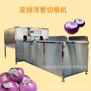食品厂紫皮洋葱切根切尾机 双排洋葱切根机 电动洋葱切根机