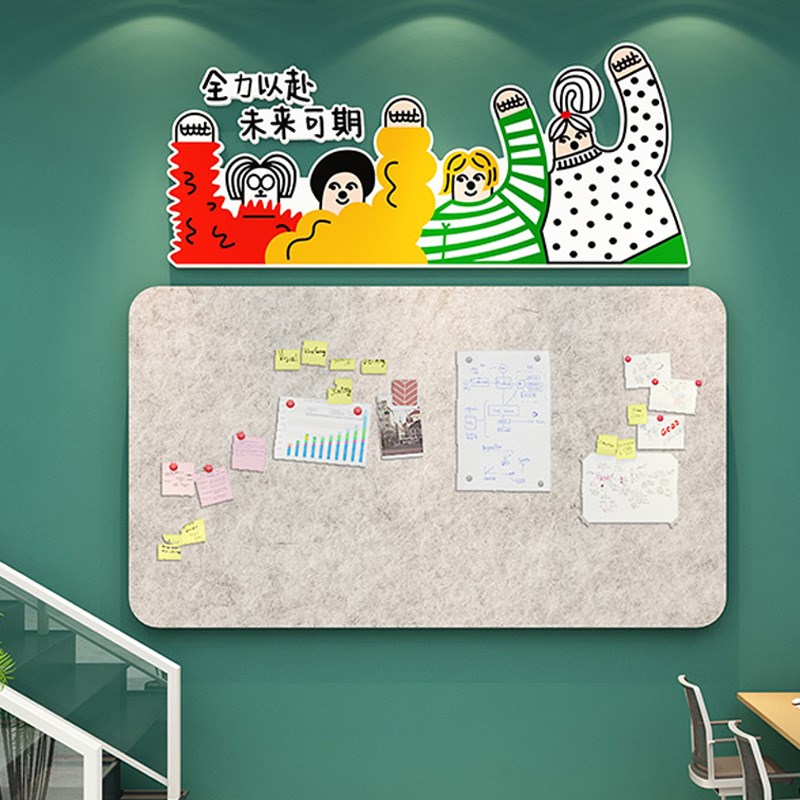 办公室氛围布置墙面装饰公u司企业文化墙公告示栏展示板毛毡墙贴