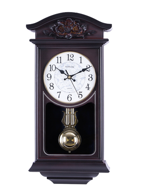 海之星音乐欧式复古静音时钟创意客厅装饰挂钟中式摇摆整点报时钟