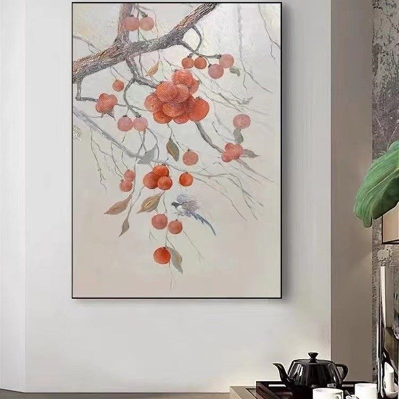 大芬村纯手绘油画事事如意新柿子客厅装饰画玄关走廊肌理挂画,家居饰品,油画,淘宝优惠券,粉丝福利购,淘宝优惠卷