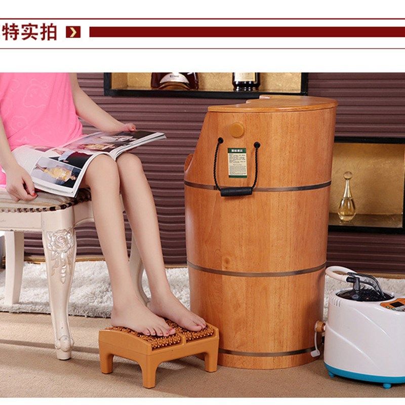 多吉坊实木加带盖熏蒸桶洗脚泡脚蒸脚木桶恒温加热,家庭/个人清洁工具,足浴盆/足浴桶,淘宝优惠券,粉丝福利购,淘宝优惠卷