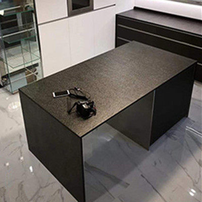 火烧石台面定制茶几电视柜餐桌转盘功夫茶台天然大理石台面