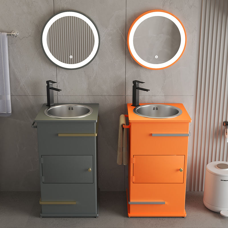 工业风不锈钢洗手盆阳台庭院一体落地式水池柱盆商用复古立柱台盆