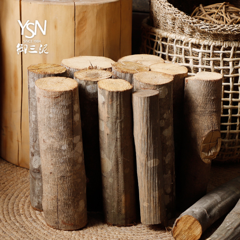 树段壁炉装饰木柴火摆件拍摄道具树桩实木头圆木桩0cm柴火桩