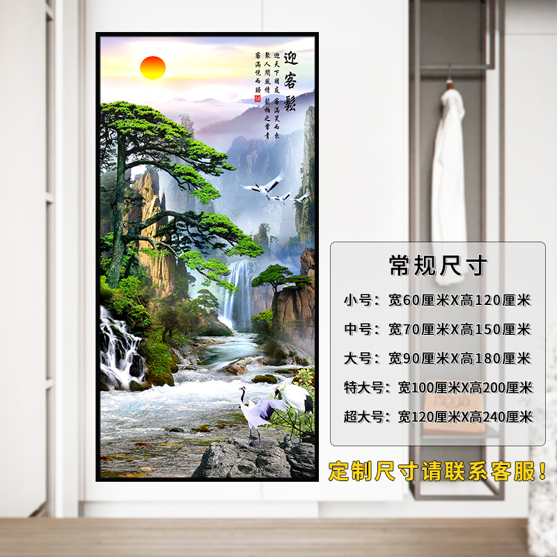 玄关墙壁装饰画自粘画中式背景墙纸卧室门画贴玻璃贴画走廊画装饰图片