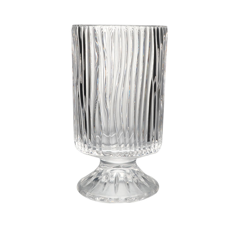 海棠花 人间春色早中古玻璃花瓶高台花器 国潮tyle插花花盆