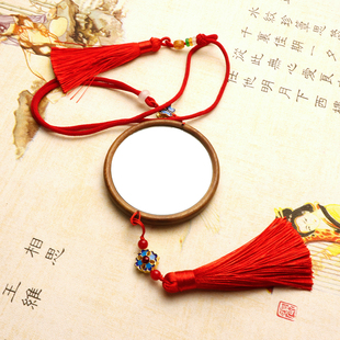 镜子新娘挂脖子结婚陪嫁挂胸前出嫁手握压腰镜新郎挂绳新人