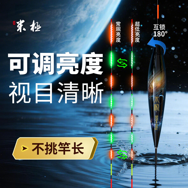米极S系列可调光恒亮日夜两用咬钩变色电子夜光漂高灵敏鲫鲤鱼漂