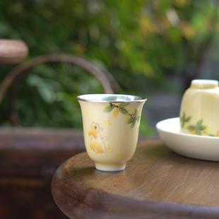 玉兔 足银999纯手工包银杯手绘品茗杯家用主人杯功夫茶具茶器茶杯