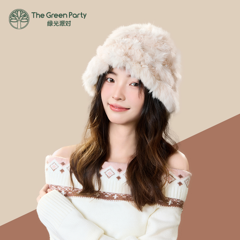 TheGreenParty兔毛护耳帽子