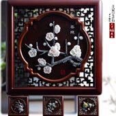 玉雕画挂件客厅书房玄关背景墙壁装 饰仿古中式 雕刻工艺品梅兰竹菊