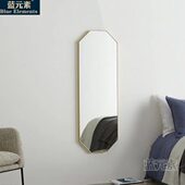 北欧简约现代八边形不锈钢电镀黄铜装 饰镜浴室镜壁挂玄关镜子M639