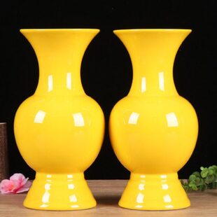 金泽家用室内纯黄陶瓷香炉供佛油灯供奉花瓶供财神特大号果盘水杯