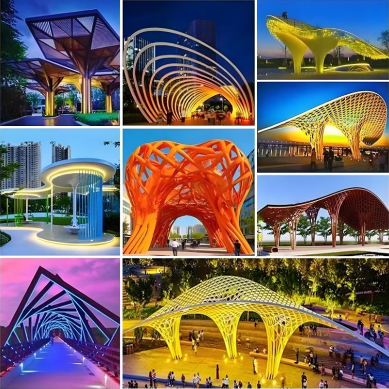 大型钢结构廊架定制m异型特色景观长廊树形金属铝板不锈钢创意廊