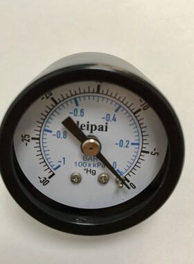 负压压力表 外壳41-42mm 压力范围 -30-0hg -1x100kpa inhg=hg