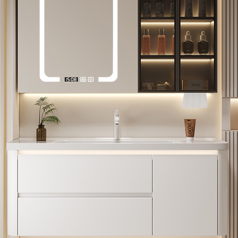 304不锈钢浴室柜组合卫生间x洗脸洗手陶瓷一体盆防水圆弧洗漱台盆