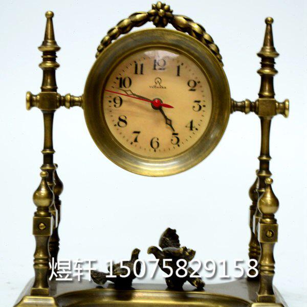 钟表和平鸽小骨架欧式仿古董纯铜机械发条上弦创意小座钟法国西洋