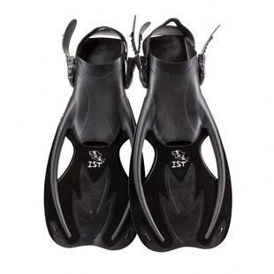 IST儿童浮潜脚蹼游泳训练脚蹼助推双脚蹼绑带式短脚蹼硅胶 34-38