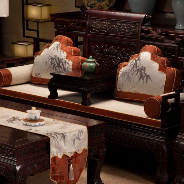 新中式高档实木沙发坐垫不起球耐磨耐脏亲肤可拆洗久坐不累可定制