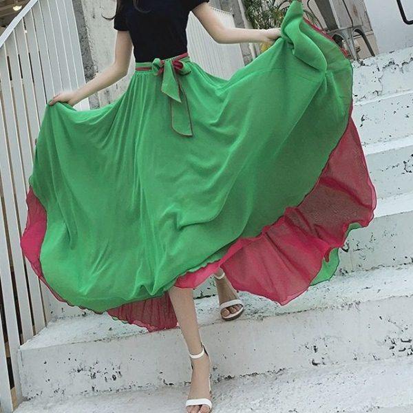 2021新款夏季雪纺广场舞裙两面穿双色里外大摆8米舞蹈裙半身长裙,运动/瑜伽/健身/球迷用品,广场舞半身裙,淘宝优惠券,粉丝福利购,淘宝优惠卷