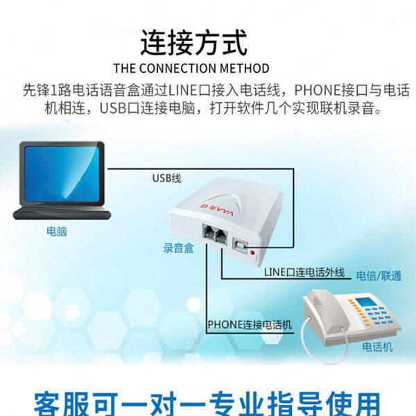 先锋（VAA）XF-USB/V1电话录音盒单路通话录音USB语音盒座机固话