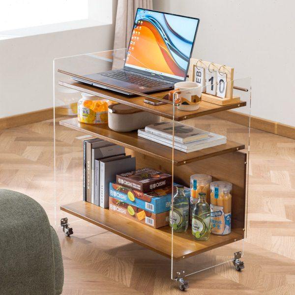 可移动沙发边几家用收纳手推车中古风小茶几小推车侧边柜边桌简约,收纳整理,家用收纳手推车,淘宝优惠券,粉丝福利购,淘宝优惠卷