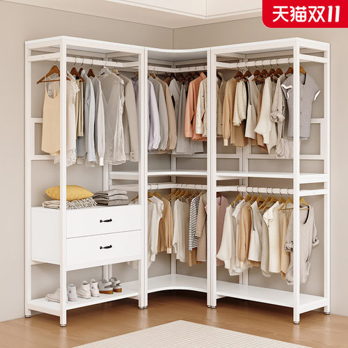 开放式金属衣柜框架步入式衣帽间架子组装自制货架衣柜钢架结构