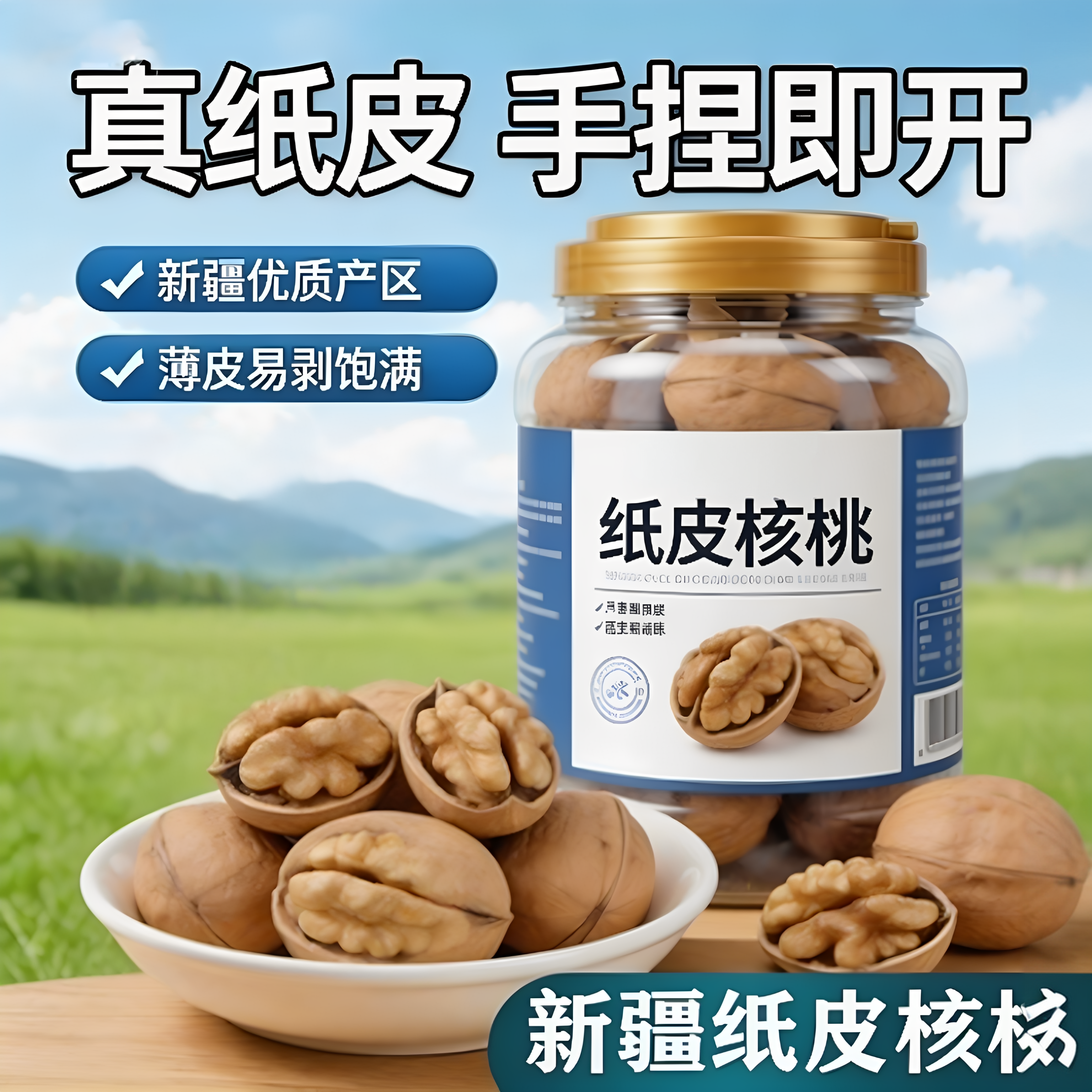 农科院核桃2026纸皮薄皮核桃阿克苏薄壳185新疆坚果手剥新鲜奶香