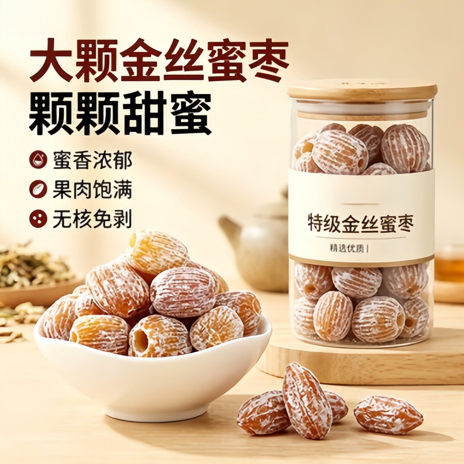 农科院金丝蜜枣官方旗舰店无核大个新鲜蜜枣煲汤用包粽子水晶蜜枣