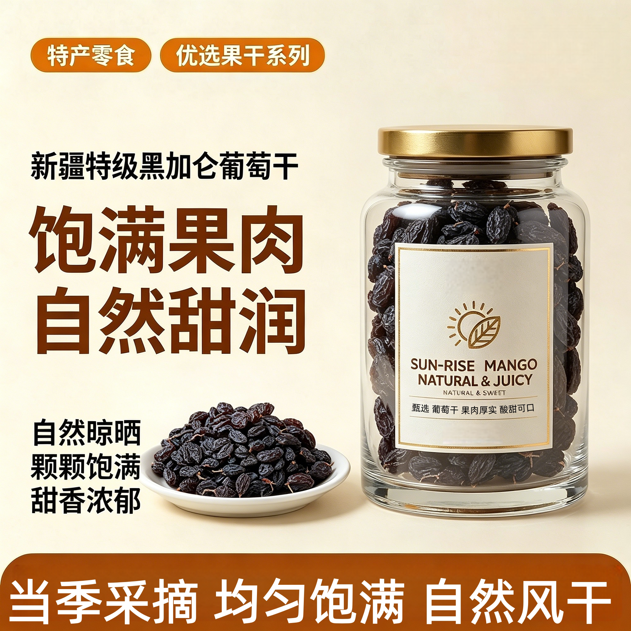 央妈推荐黑加仑葡萄干特级新疆吐鲁番免洗特产超大优质官方旗舰店