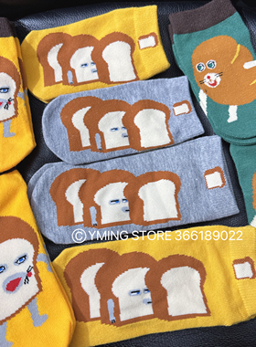 日单亲子款 卡通面包小偷系列可爱短袜 袜子