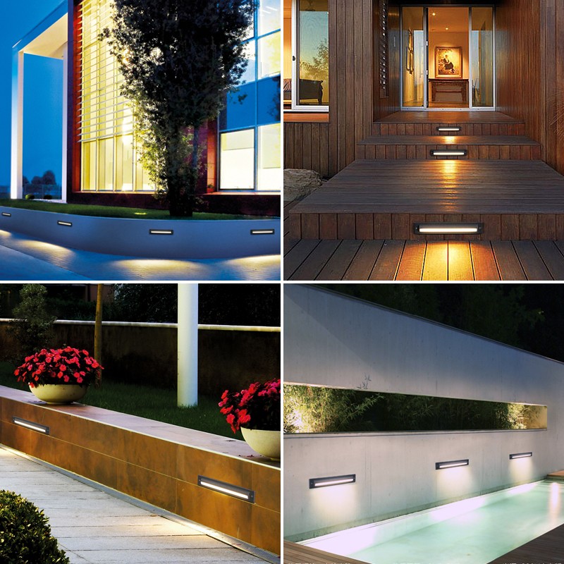 led地脚灯嵌入式壁灯别墅户外防水景观庭院灯外墙角灯楼梯台阶灯
