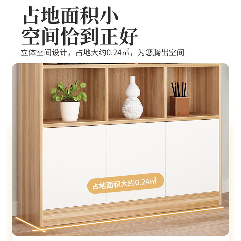 书架落地置物架储物收纳柜子简易办公室文件柜客厅书柜靠墙带门